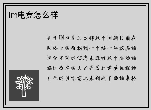 im电竞怎么样